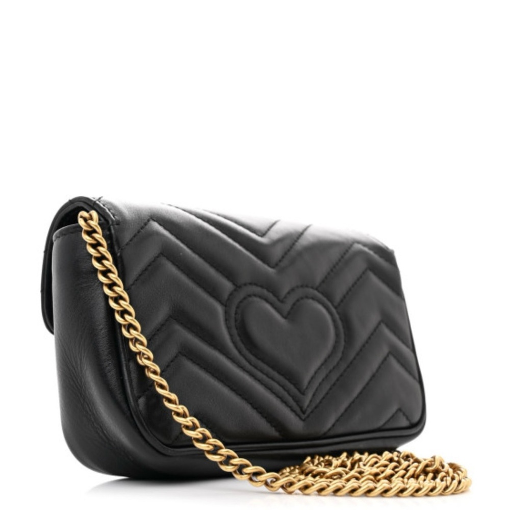 Mini Gucci Black Quilted Crossbody Bag with Gold Chain - Picture 2 of 7